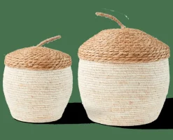 CASA ALVIN Panier De Rangement Avec Couvercle Brun, Naturel