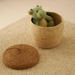 CASA ALVIN Panier De Rangement Avec Couvercle Brun, Naturel