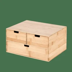 CASA BAMBOO Armoire De Rangement 3 Tiroirs Naturel