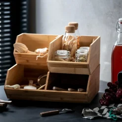 CASA BAMBOO Boîte De Rangement à Fins Herbes Naturel