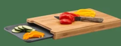 CASA BAMBOO Planche à Découper Avec Récipient Gris, Naturel