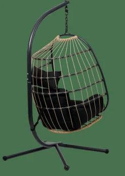 CASA BAZAI Chaise Suspendue Avec Support Noir