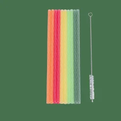 CASA ECO PARTY Pailles Avec Brosse Réutilisables Mélange De 5 Couleurs