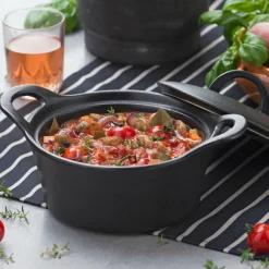 CASA FERO Pot Allant Au Four Avec Couvercle 80 CL Noir