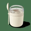 CASA FRESHMOOD Pot à Petit Déjeuner +cuillère 32cl Blanc, Brun, Vert