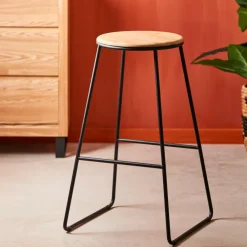 CASA GIULIA Tabouret De Bar Noir, Naturel