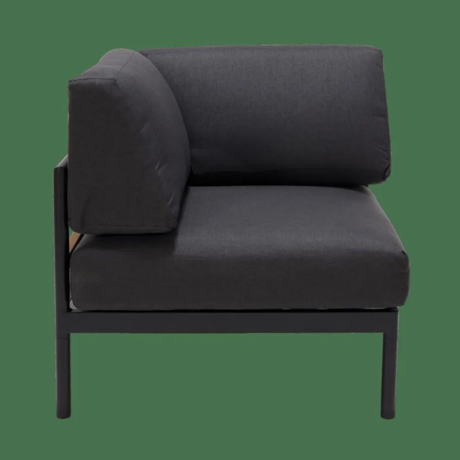 CASA HANNA Lounge Teck Fauteuil Coin Noir