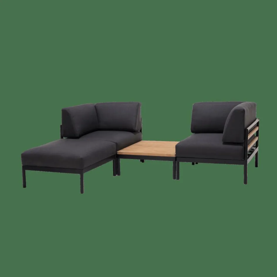CASA HANNA Lounge Teck Fauteuil Coin Noir