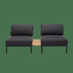 CASA HANNA Lounge Teck Table D'appoint Noir, Naturel