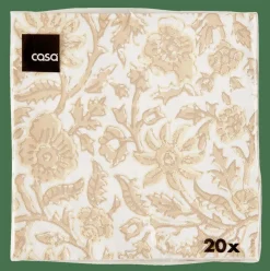 CASA HENNA FLOWER Set De 20 Serviettes Rouge, Beige