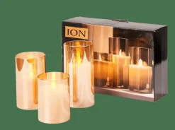 CASA ION Bougies LED Set De 3 Ambre