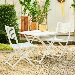 CASA JESSE Ensemble Bistrot Rectangulaire Blanc