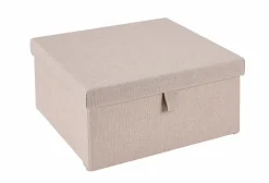 CASA LINOLUX Boîte De Rangement Avec Couvercle Beige