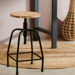 CASA NEW BEDFORD Tabouret Noir, Naturel