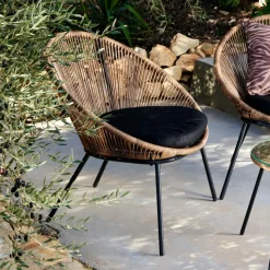 CASA PAPAYO Chaise Lounge Avec Coussin Naturel