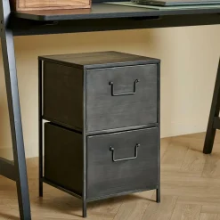 CASA PHARMA Armoire à 2 Tiroirs Noir