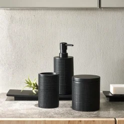 CASA SAMOURAI Brosse WC Avec Support Noir
