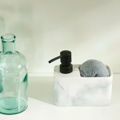 CASA SHADOW Distributeur Savon Avec éponge Noir, Blanc