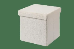 CASA STOR Pouf Pliable Avec Rangement Blanc
