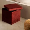 CASA STOR Pouf Pliable Avec Rangement Bordeaux