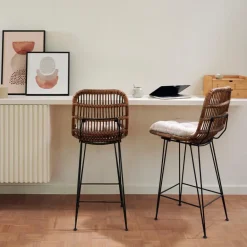 CASA SUMATRA Tabouret De Bar Noir, Naturel