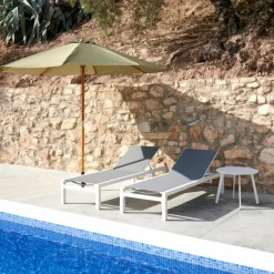 CASA SYDNEY Chaise Longue Set De 2 Blanc