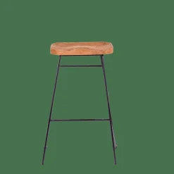 CASA TEAK Tabouret De Bar Noir, Naturel