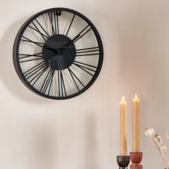 CASA WHEEL Horloge Murale Noir