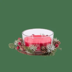 CASA XMAS Bougie Avec Déco Rouge