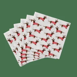 CASA X-MAS DOG Set De 20 Serviettes Multicolore