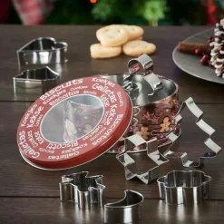 CASA X-MAS Emporte-pièces Set De 8 En Boîte Métallique Argent