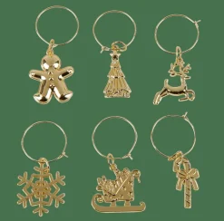 CASA X-MAS GLAM Marque Verre Set De 6 Doré