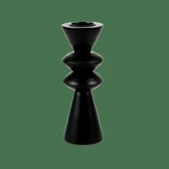 CASA ZIGZAG Support Bougie Chauffe-plat Noir