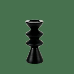 CASA ZIGZAG Support Bougie Chauffe-plat Noir