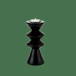 CASA ZIGZAG Support Bougie Chauffe-plat Noir