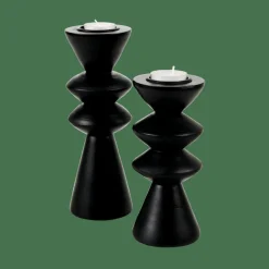 CASA ZIGZAG Support Bougie Chauffe-plat Noir